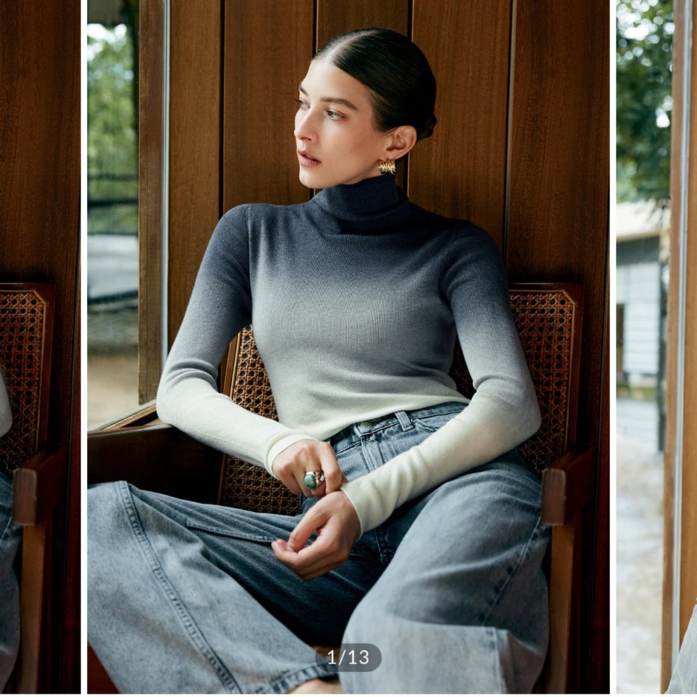 Commense Ombre Turtleneck Sweater in Black and Cream